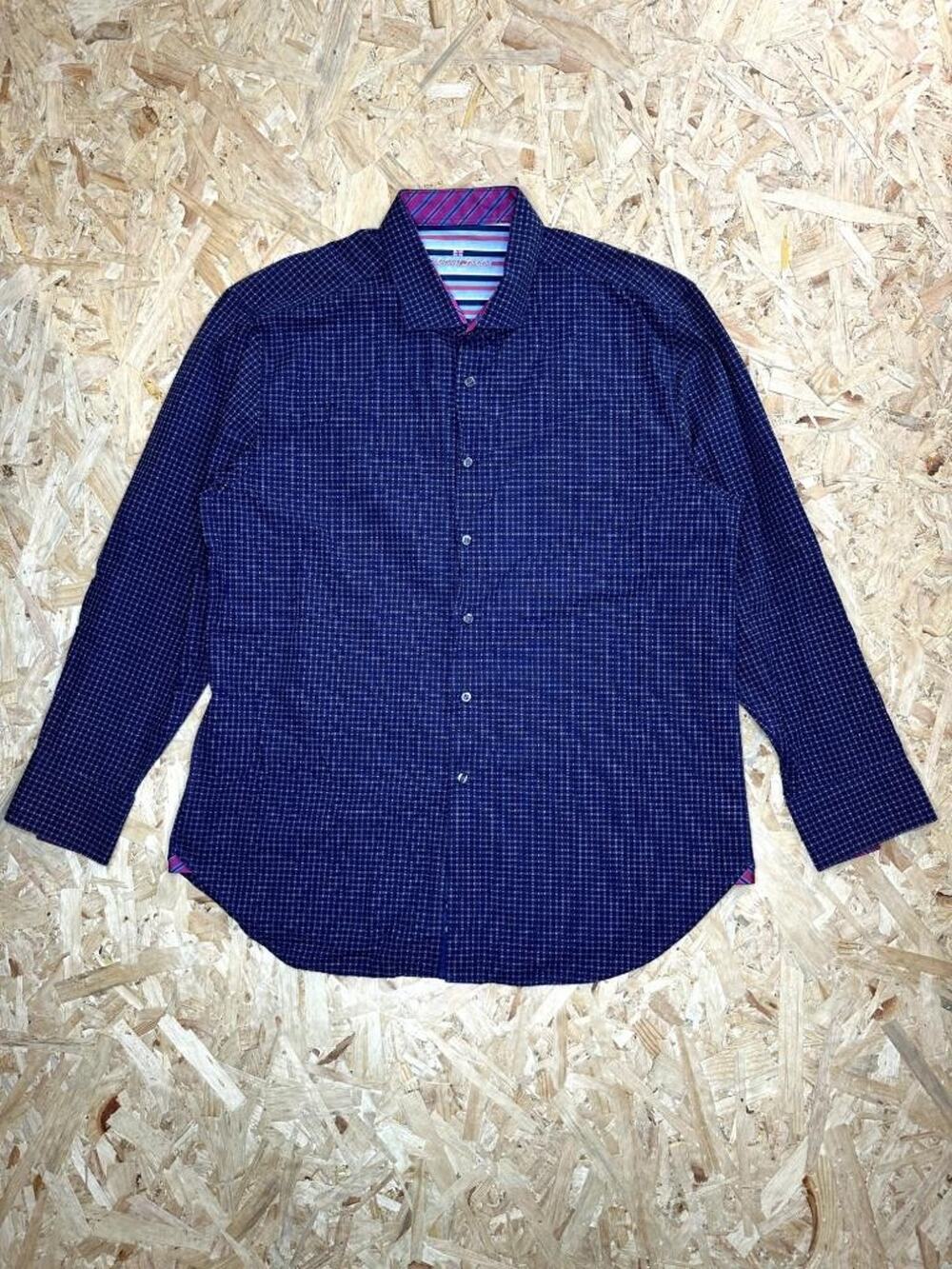Michelsons London Shirt Mens XL Blue Geometric Long Sleeve Button Up Cotton